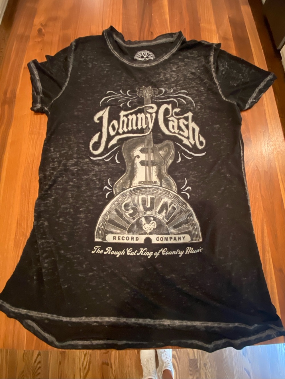 Johnny Cash  SUN RECORDS Burnout Graphic Short Sleeve Women's Tee  Hi Lo XL